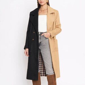 Anthropologie 4SI3NNA Perry Unique Two-Tone Wool Blend Longline Coat LG